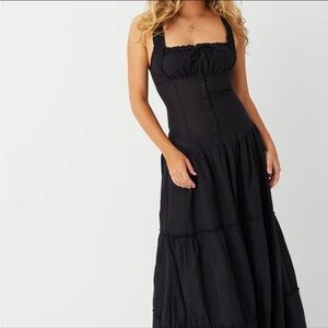 Frankie's Bikinis Christabelle Ruffle Black Maxi Dress